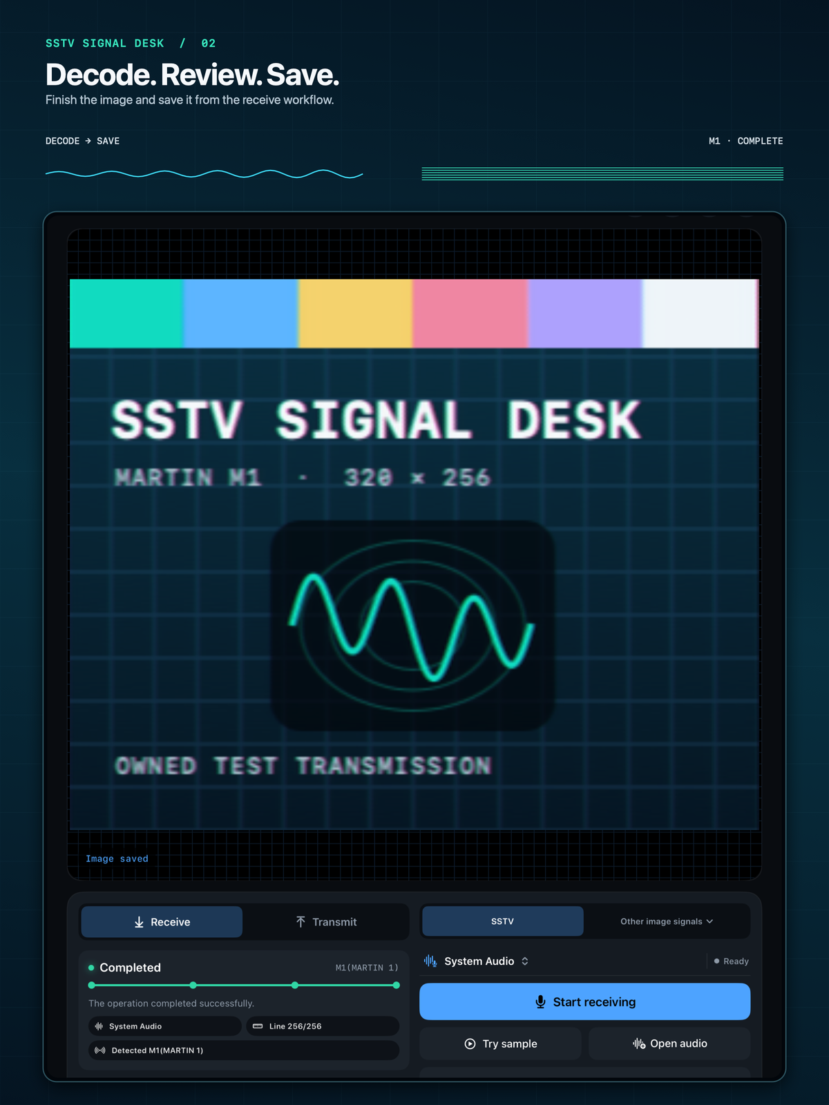 SSTV 2.0 signal desk on iPad