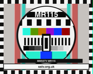 MR115 SSTV round-trip decoded test card